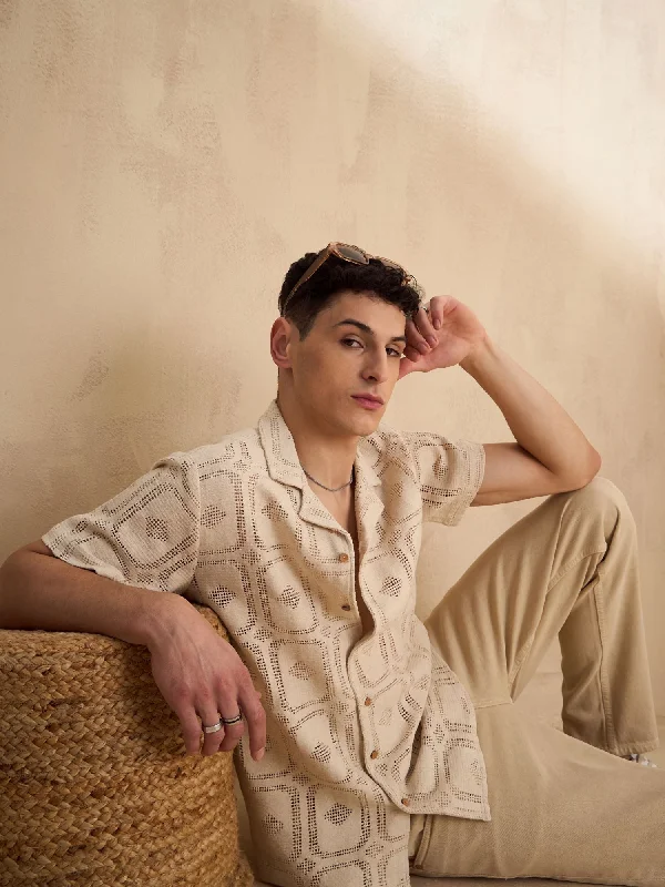 Men's Regular-Fit Shirts for a Classic FitSchiffli Semi Sheer crochet shirt