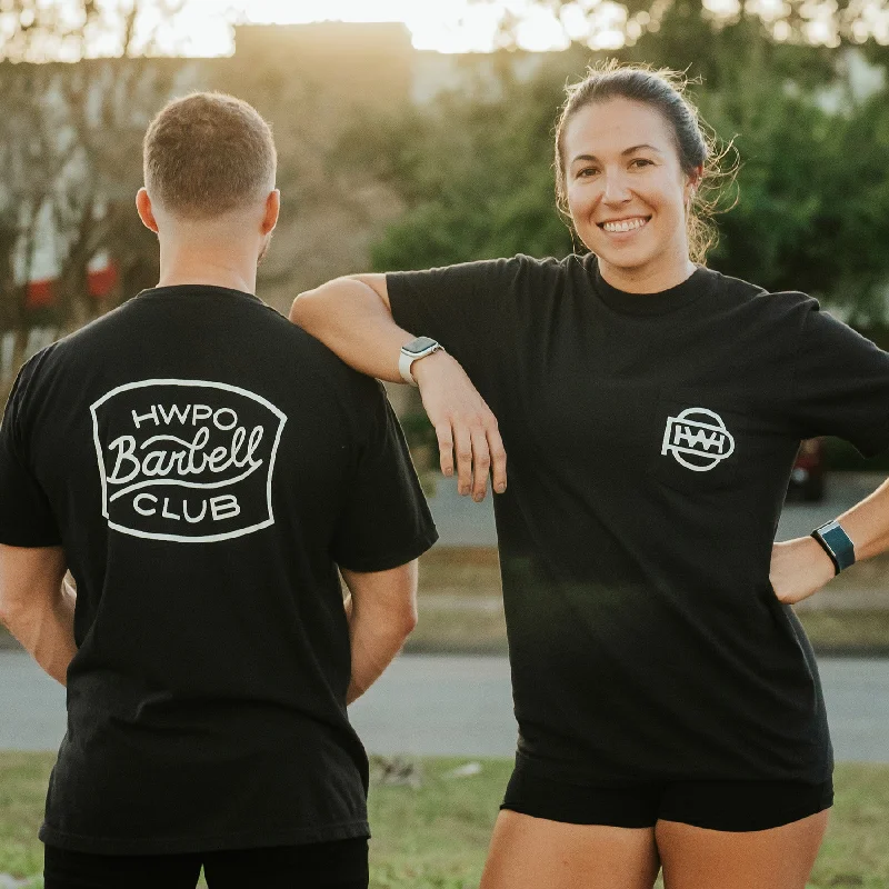 Men's Short-Sleeved ShirtsHWPO - BARBELL CLUB POCKET TEE - FADED BLACK