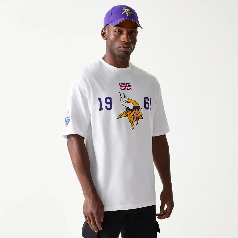 Men's Shirts with Zippered PocketsMinnesota Vikings NFL Games Square Arch White Oversized T-Shirt