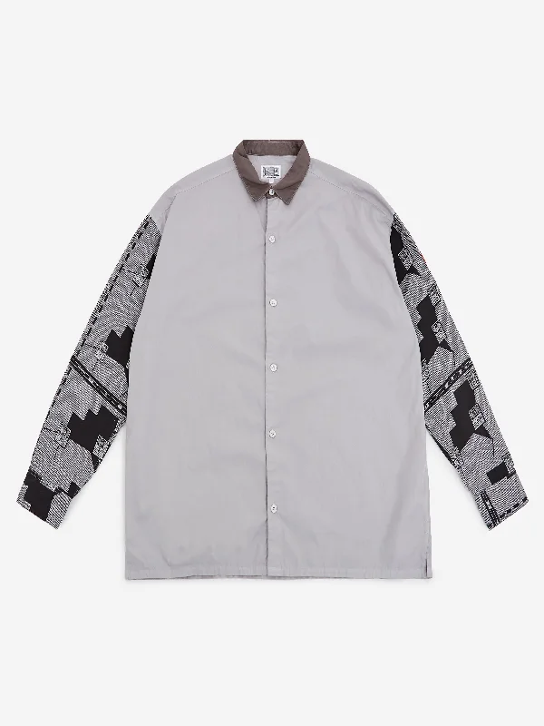 Men's Graphic Print T-Shirts for a Statement LookC.E Cav Empt Overdye Grid Sleeve Big Shirt - Grey