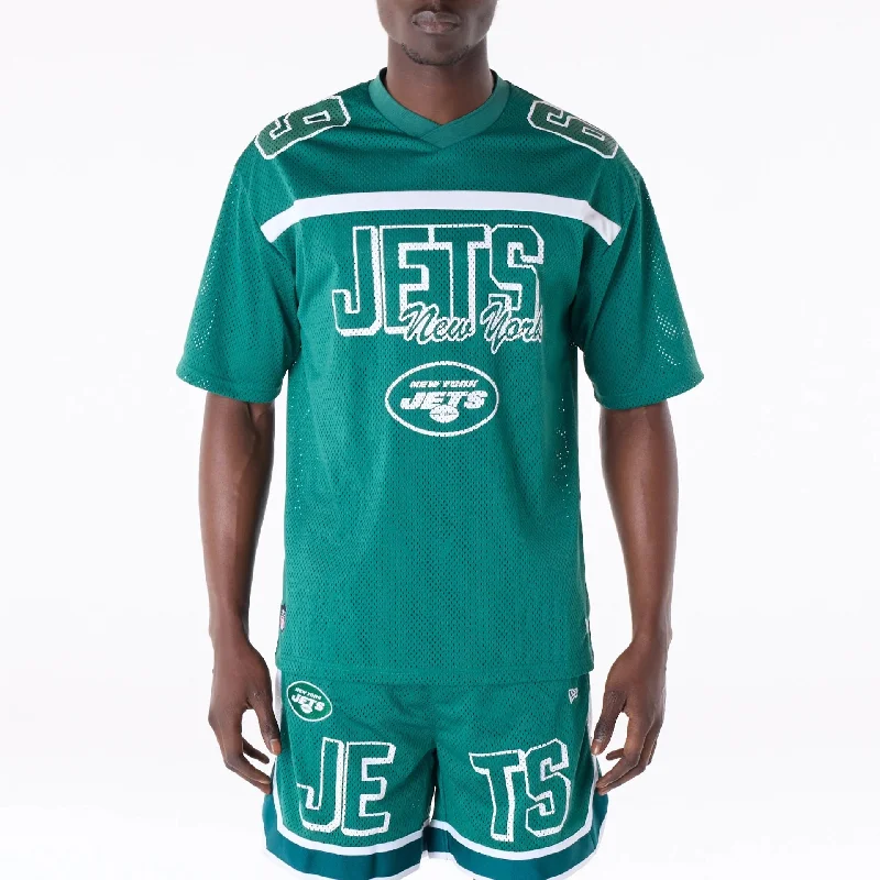 Men's Shirts with Asymmetrical HemlinesNew York Jets NFL Mesh Green T-Shirt