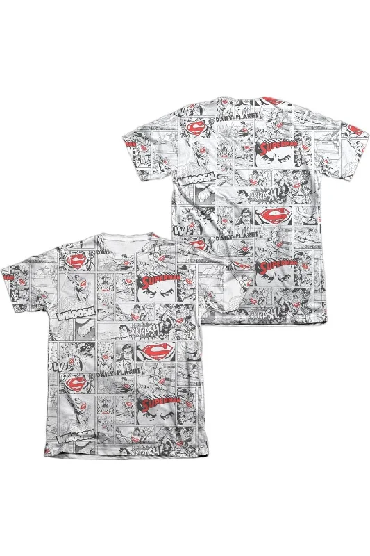 Men's Sleeveless TopsSuperman Comic Page All Over (Front/Back Print) Adult 65/35 Poly/Cotton Short Sleeve Tee / T-Shirt