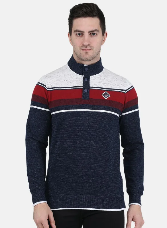 Men's Shirts with Tab CollarsMen Blue Stripe T-Shirt