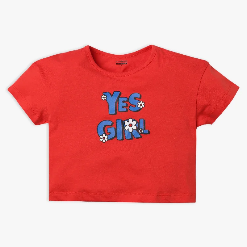 Men's Shirts with Patchwork PatternsGirl's Regular Fit Printed T-Shirt
