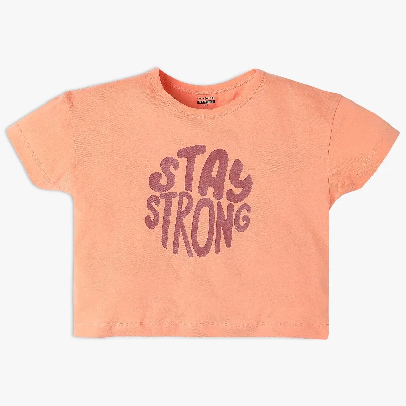 Men's Shirts with Pleated HemlinesGirl's Regular Fit Printed T-Shirt