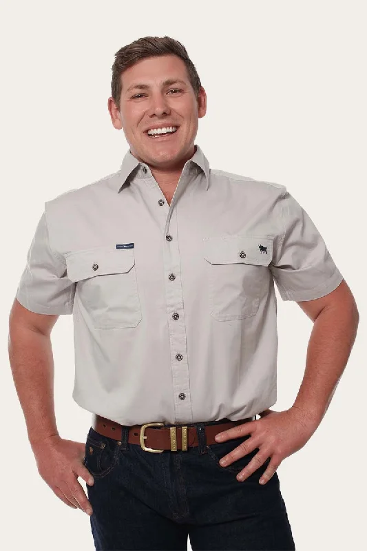 Men's Fishing Shirts for Water SportsLake Argyle Mens Short Sleeve Full Button Work Shirt - Beige