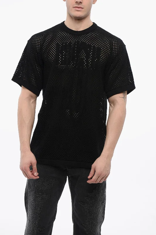 Maison Margiela MM6 Crew Neck Openwork Cotton Sweater