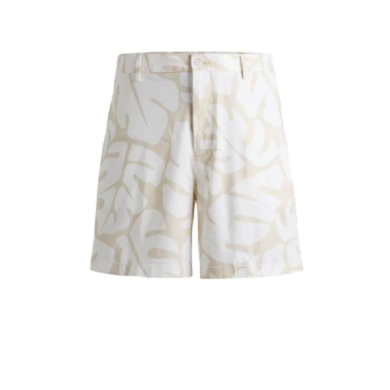 Men's Pants with Pleated FrontsRegular-fit shorts in printed stretch-cotton twill