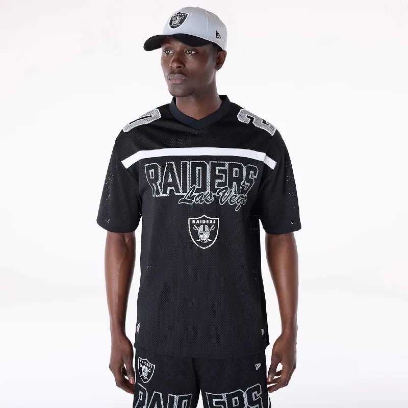 Men's Shirts with Double-Breasted DesignsLas Vegas Raiders NFL Mesh Black T-Shirt