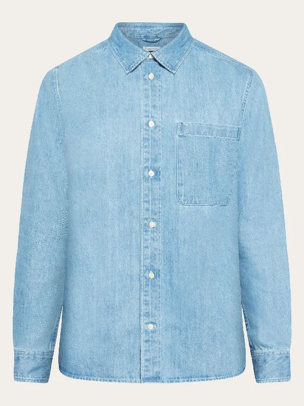 Men's Polo Shirts for Sports and Casual WearOrganic Cotton Natural Indigo Denim Shirt GOTS - Light Blue denim