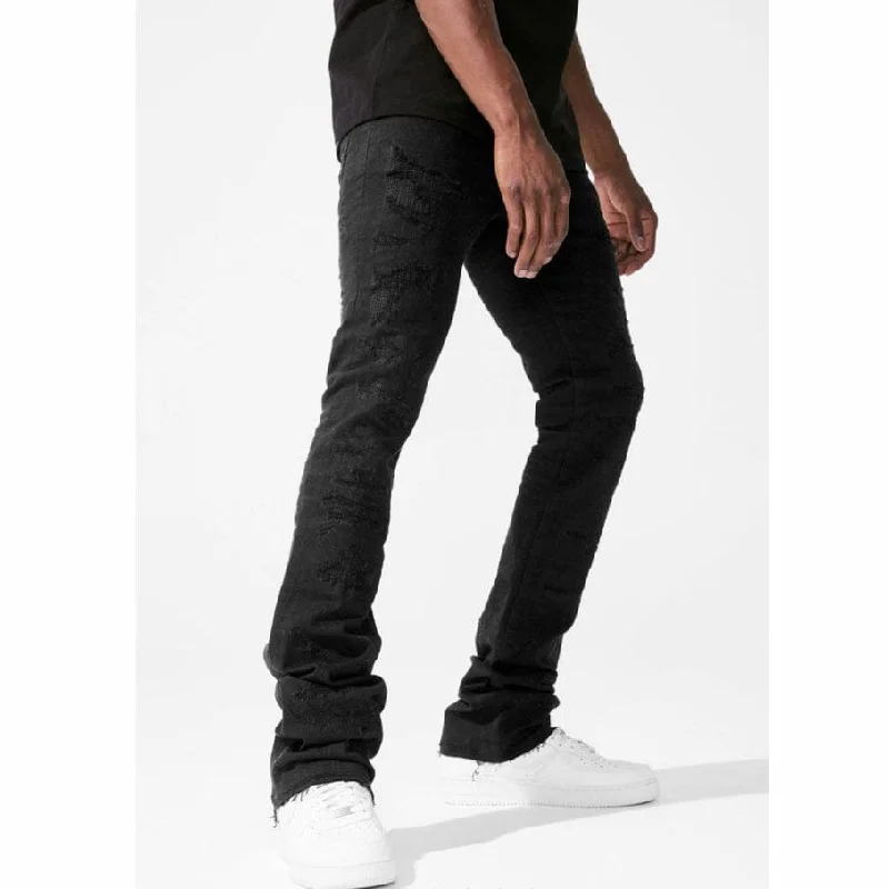 Men's Pants with Faux Leather PatchesJordan Craig Martin Stacked Wolverine Denim (Jet Black) JTF1134A