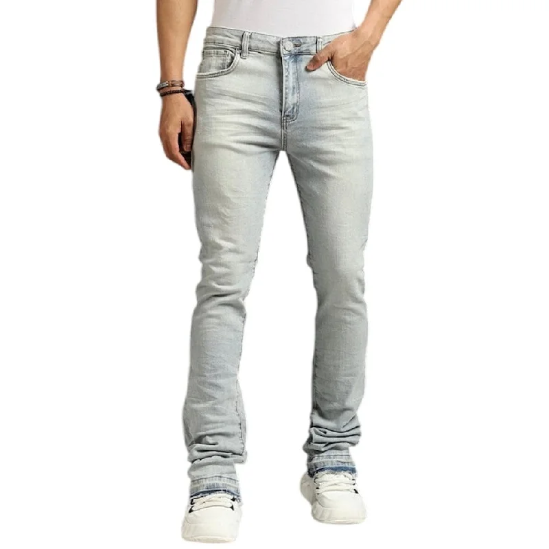 Men's Pants with Patchwork PatternsW Stacked Fit Denim (Antique Blue) M8211DA-AN