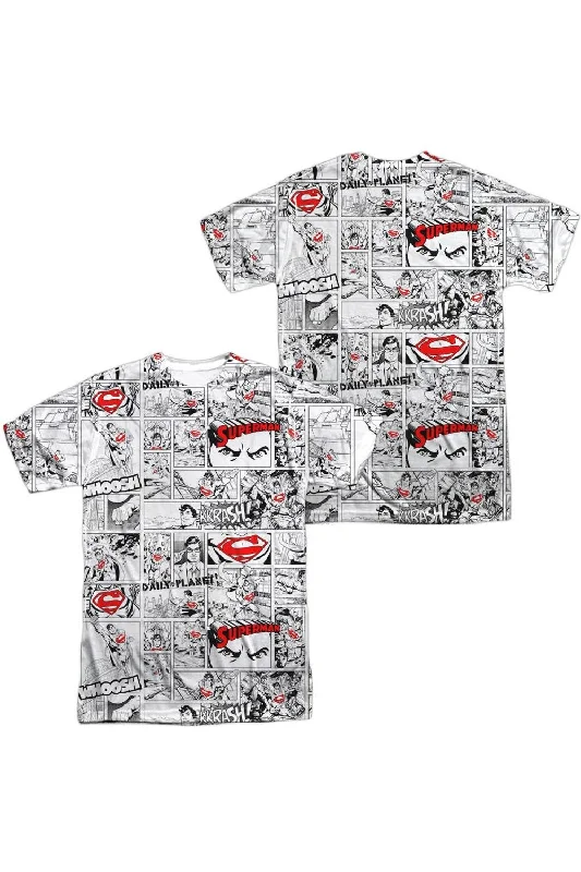 Men's Shirts with Pocket SquaresSuperman Comic Page All Over (Front/Back Print) Short Sleeve Adult 100% Poly Crew Tee / T-Shirt