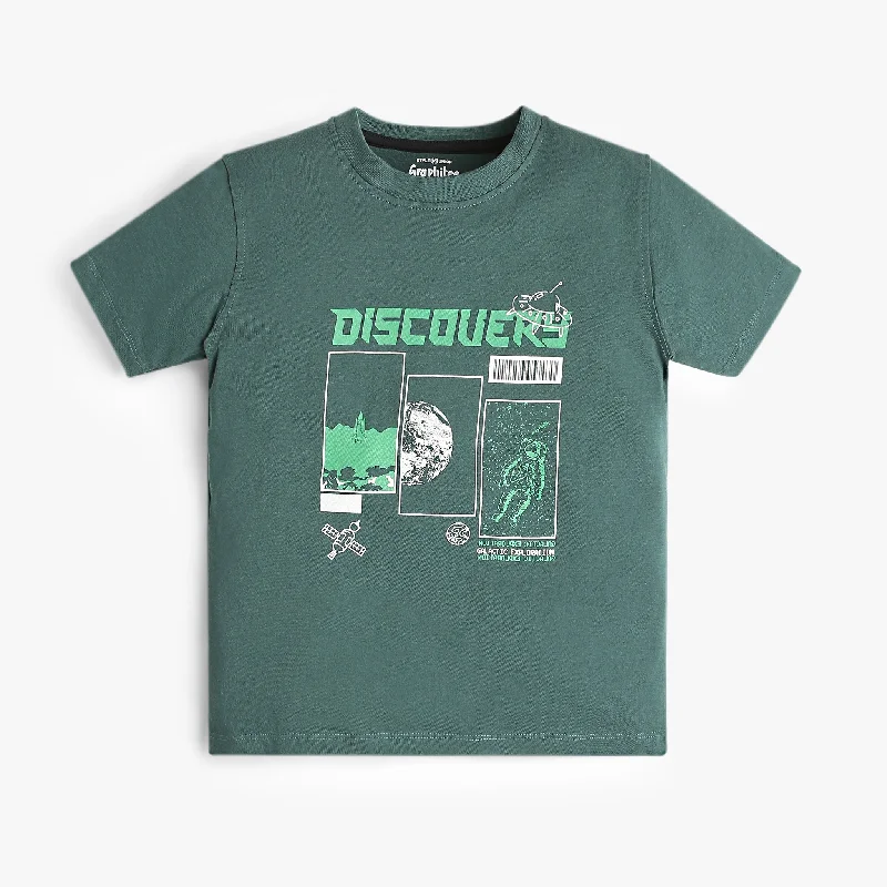 Men's Shirts with High NecksBoys Graphic Crew Neck Discovery Graphic Print T-Shirt