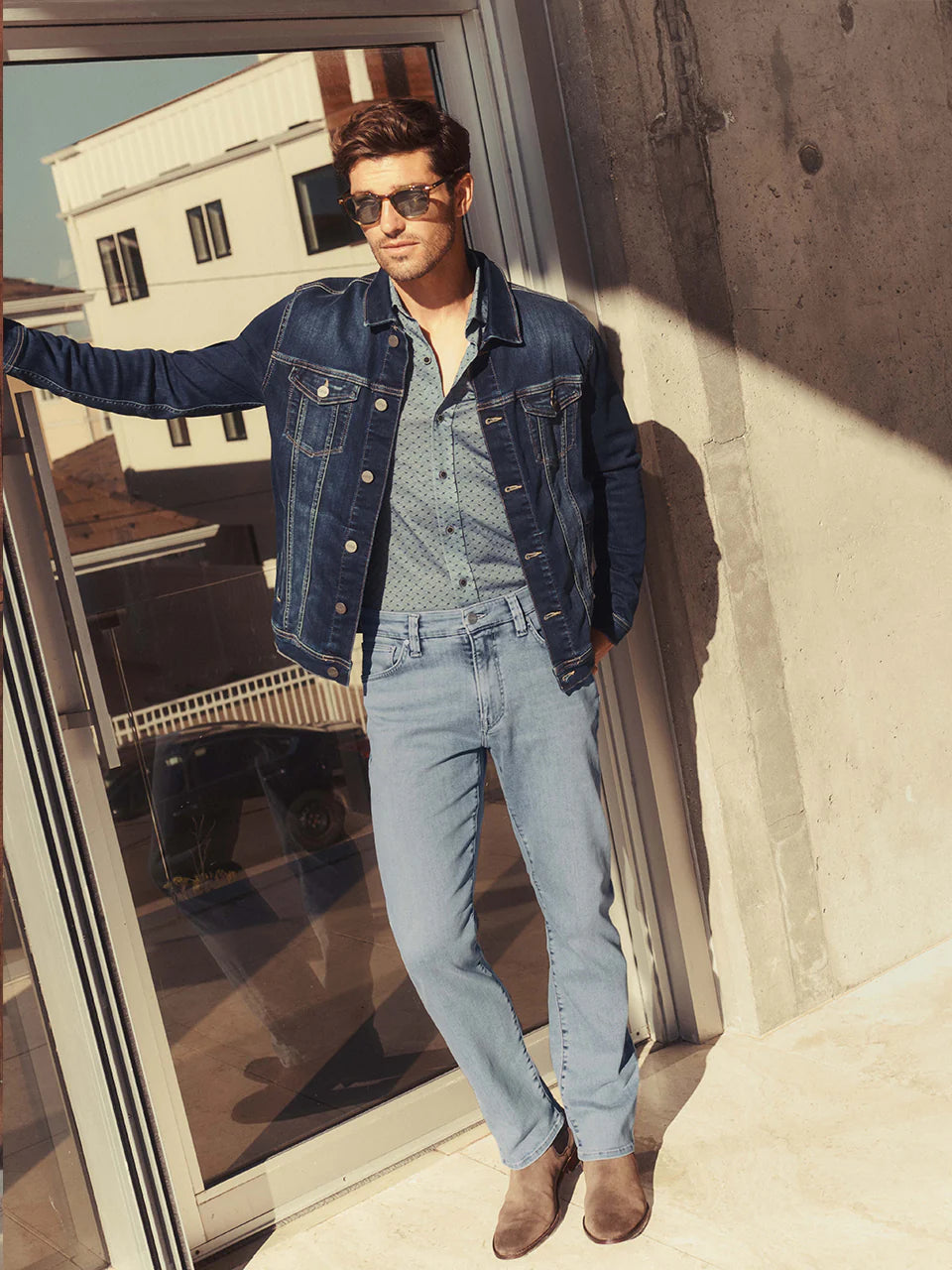 Men's Pants with Shallow Pockets34 HERITAGE | Courage Straight Leg Jeans | Bleached Urban