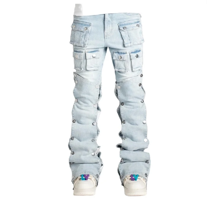 Men's Tailored Pants for a Sharp AppearanceGuapi Aqua Blue Stacked Premium Denim (Aqua Blue) GUAP132