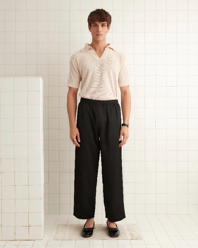 Men's Pants with Welt PocketsSatin Track Pants - Black