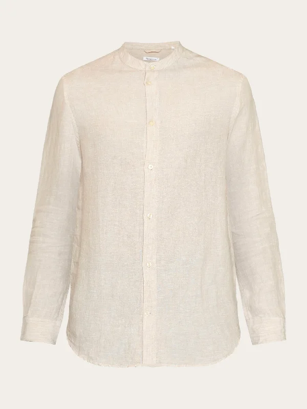 Men's Fishing Shirts for Water SportsCustom fit linen stand collar shirt - Yarndyed - Light feather gray