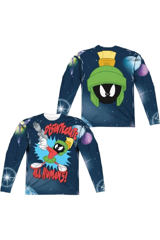 Comfortable Men's Polo ShirtsLooney Tunes Disintergrate (Front/Back Print) Long Sleeve Adult Poly Crew Tee / T-Shirt