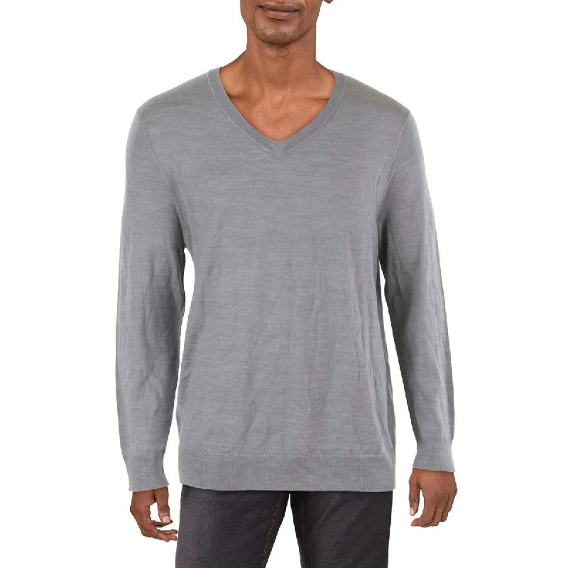 Mens V Neck Knit Pullover Sweater
