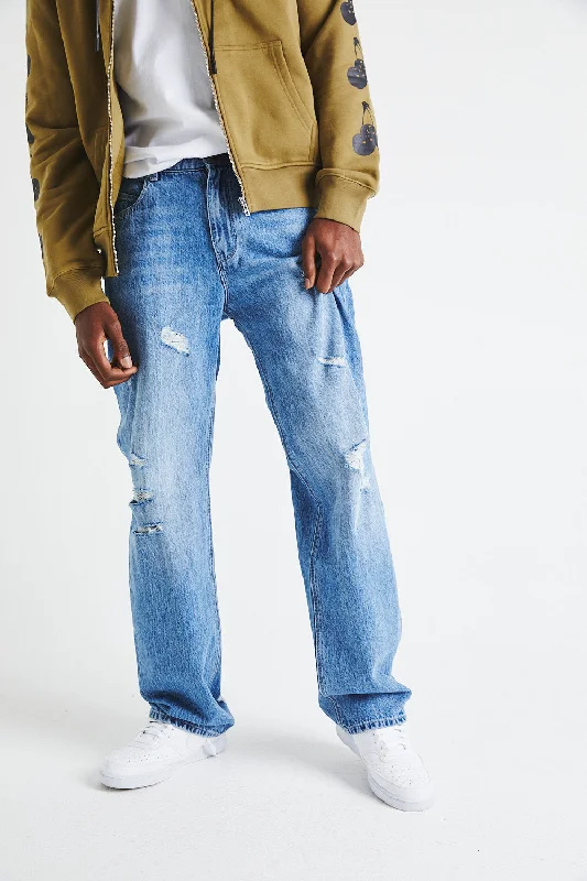 Warm Men's Fleece-Lined PantsJONAS STRAIGHT LEG JEAN | MEDIUM DISTRESSED WASH