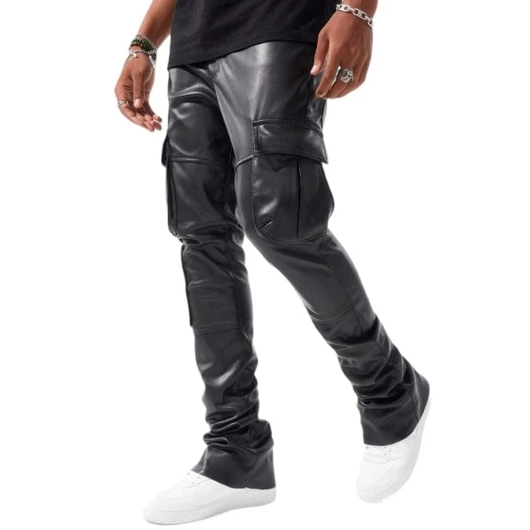 Men's Party Pants for a Fun Night OutJordan Craig Ross Stacked Billie Jean Cargo Pants (Black) JRF9379