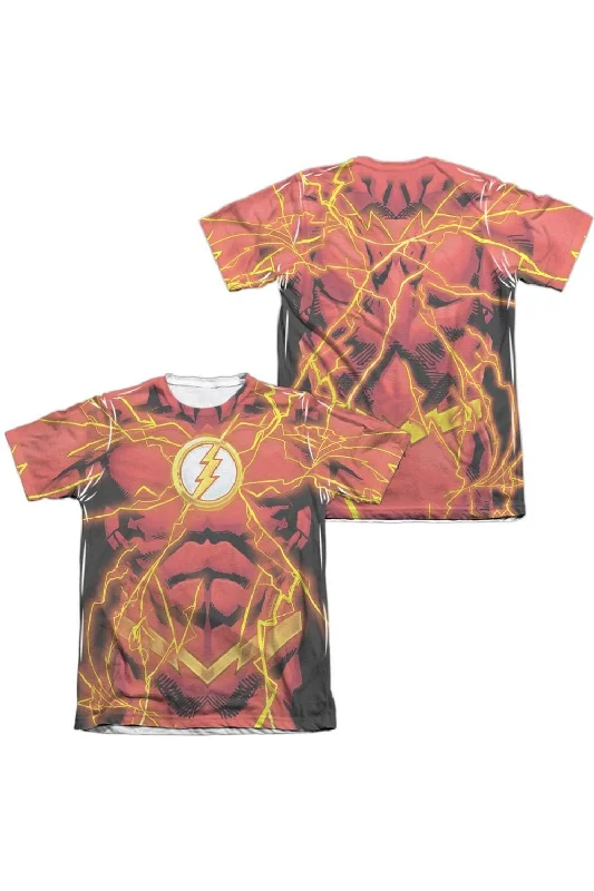 Solid-Colored Men's ShirtsJustice League of America Flash 52 Bolt (Front/Back Print) Adult Poly/Cotton Short Sleeve Tee / T-Shirt