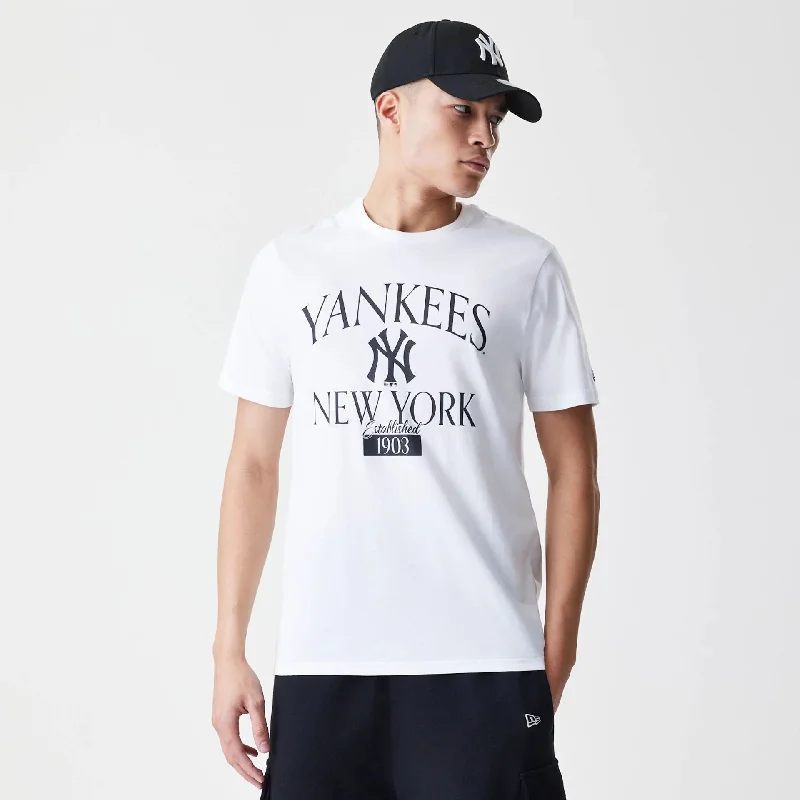 Stylish Men's HenleysNew York Yankees MLB Arch Wordmark White T-Shirt