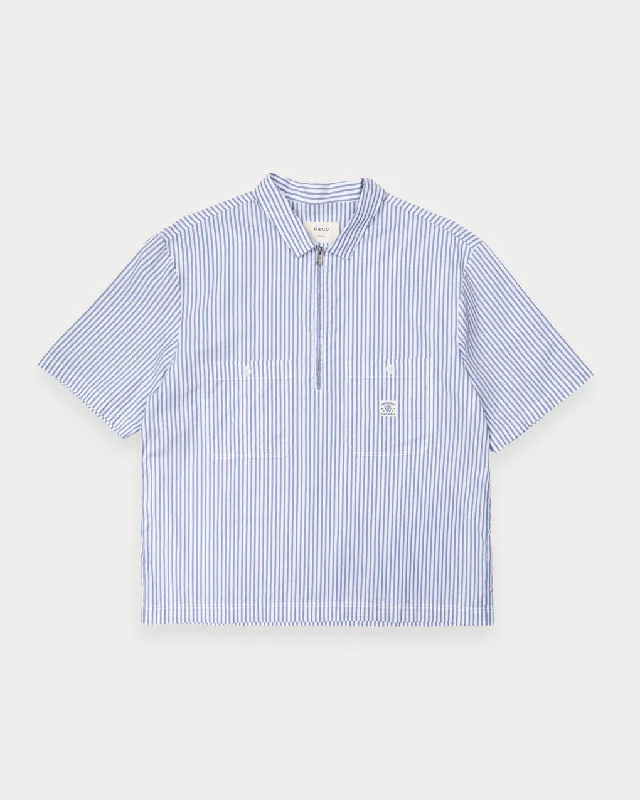 Men's Spread-Collar Shirts for a Bold StatementParts & Service Half Zip Work Shirt - Hickory Stripe