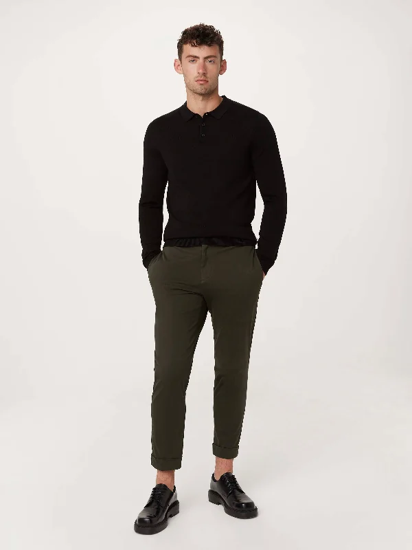 The Merino Polo Sweater in Steel Blue
