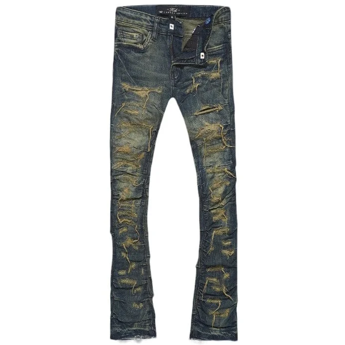 Men's High-Waisted Pants for a Retro StyleKids Jordan Craig Stacked Ripple Effect Denim (Canyon Blue) JTF1157K