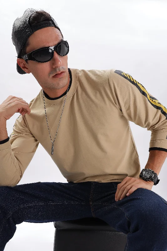 Men's Shirts with Checkered PatternsStitch of Boldness Full Sleeve T-Shirt: Sandal