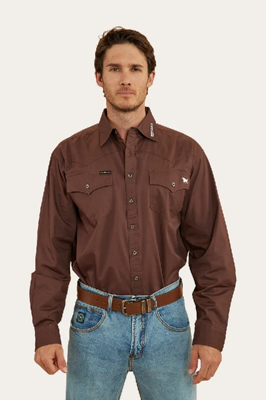 Men's Weekend Shirts for Leisurely OutingsHolstein Mens Full Button Work Shirt - Chocolate