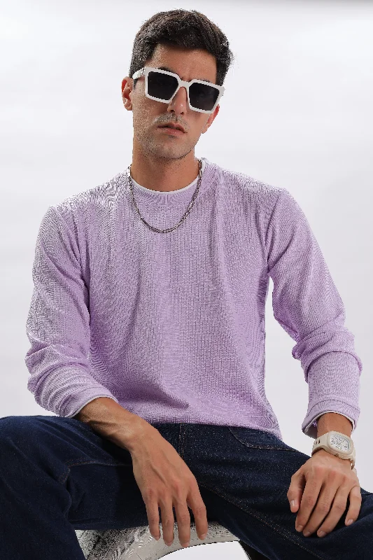 Men's Shirts with Wingtip CollarsKnitted Full Sleeve T-Shirt: Lavendar