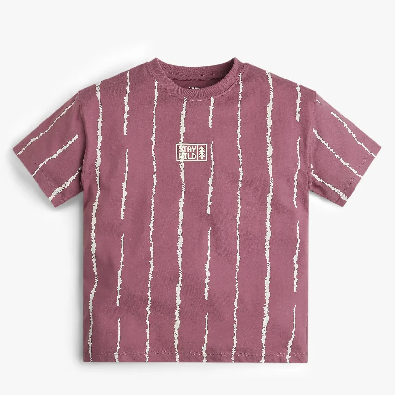 Men's Shirts with Geometric PatternsBoys Striped Crew Neck Weekend T-Shirt