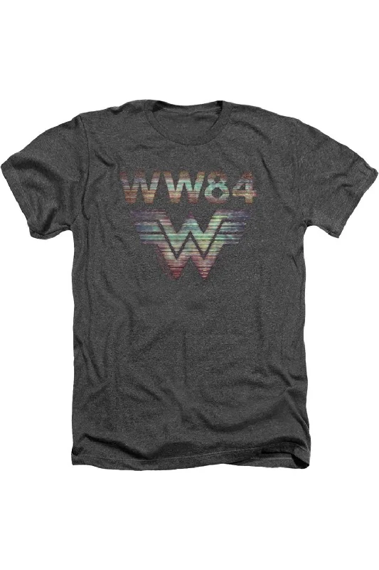 Men's Shirts with Asymmetrical HemlinesWonder Woman 84 Static Tv Lines Adult Heather Tee / T-Shirt