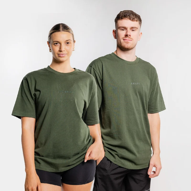 Men's Shirts with Drawstring WaistbandsTHE BRAVE - LIFESTYLE OVERSIZED T-SHIRT - DARK OLIVE