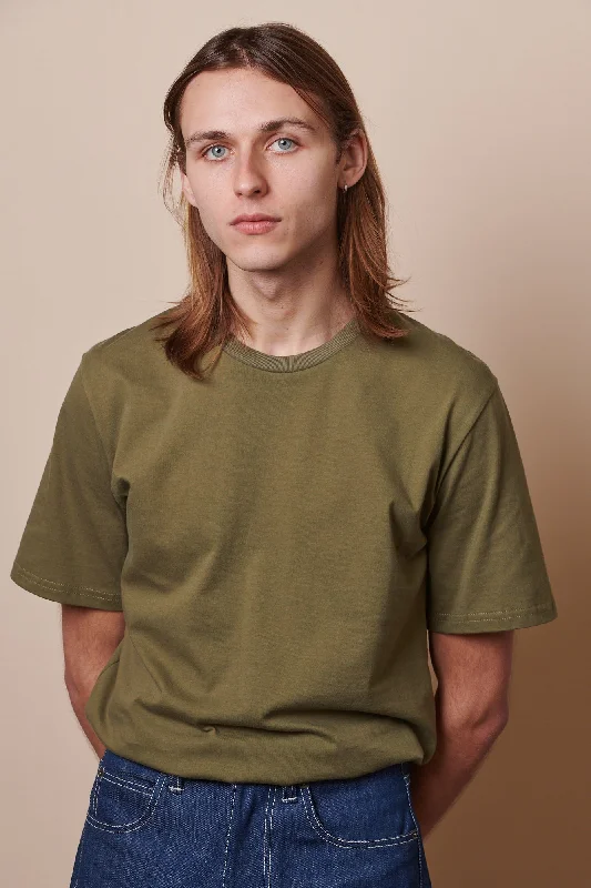 Men's Checked Short-Sleeve Shirts for Summer FunMen's Short Sleeve T Shirt - Olive