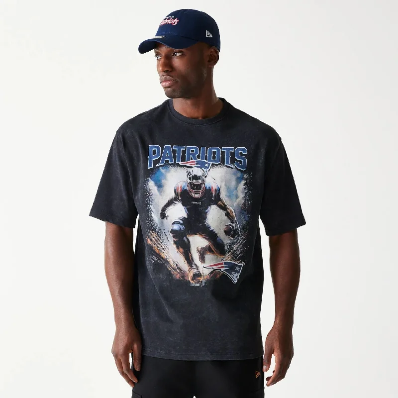 Men's Long-Sleeved ShirtsNew England Patriots NFL Games Premium Apparel Black Oversized T-Shirt