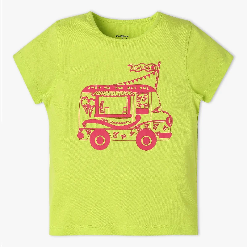 Men's Three-Quarter Sleeved TopsGirls Graphic Crew Neck Fun Playtime T-Shirt
