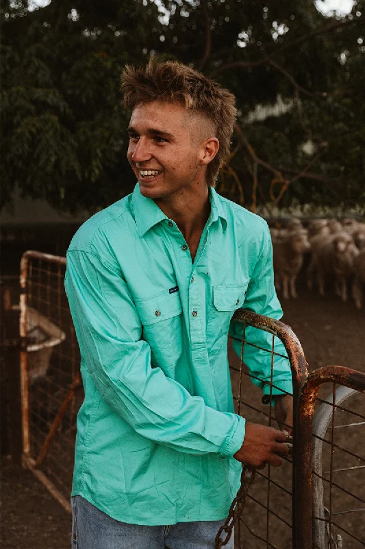Men's Stain-Resistant Shirts for Mess-Free WearKing River Half Button Work Shirt - Mint