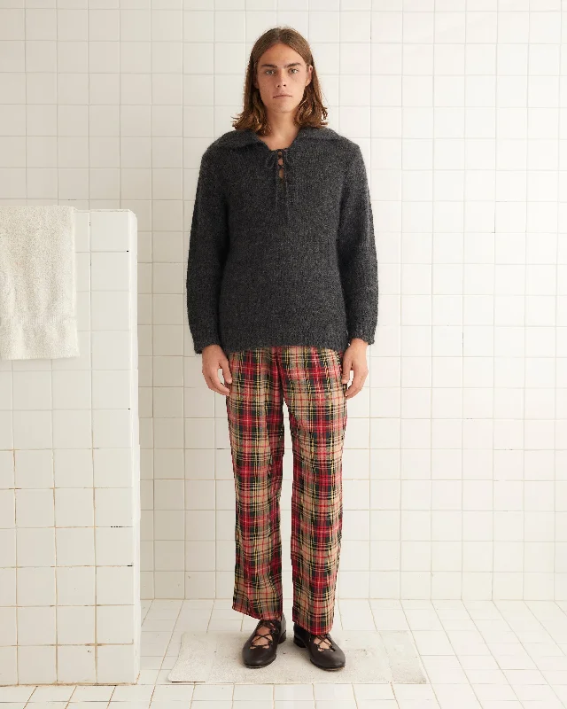 Men's Pants with Contrast StitchingTruro Plaid Trousers