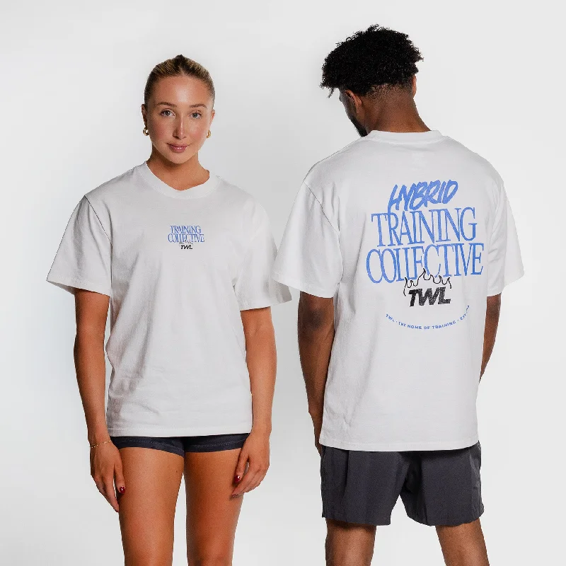 Men's Shirts with Moisture-Wicking FabricTWL - LIFESTYLE OVERSIZED T-SHIRT - TRAINING COLLECTIVE - FADED WHITE/COBALT BLUE
