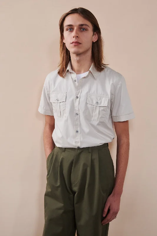 Men's Moisture-Wicking Shirts for All-Day ComfortMen's Tom Short Sleeve Military Two Pocket Shirt - Stone