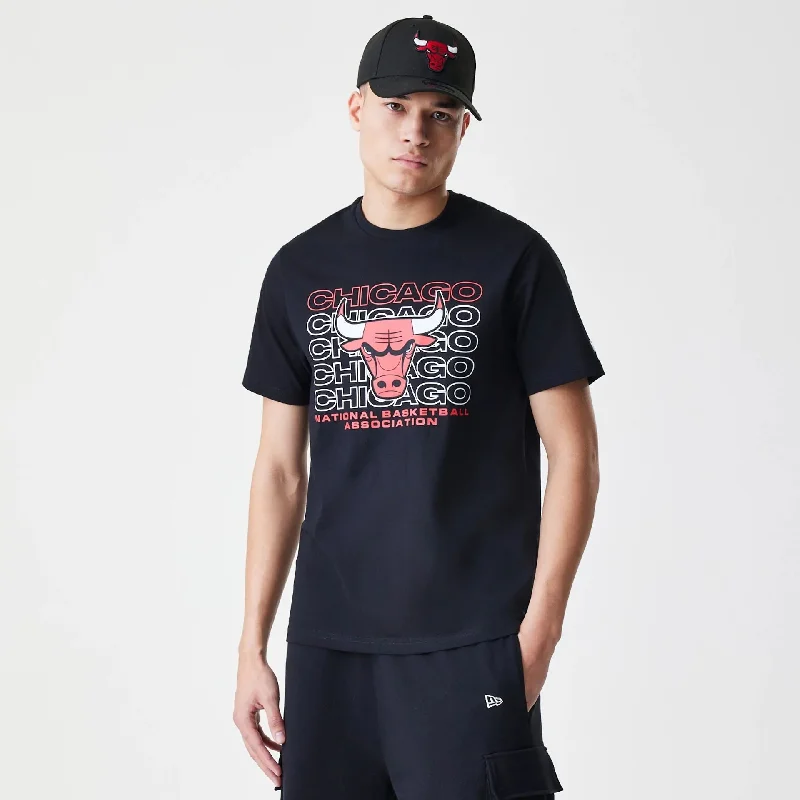 Men's Shirts with Chest PocketsChicago Bulls NBA Stack Wordmark Black T-Shirt