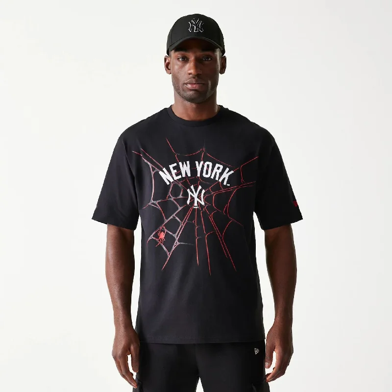 Men's Shirts for Outdoor ActivitiesNew York Yankees Spiderweb Black Oversized T-Shirt
