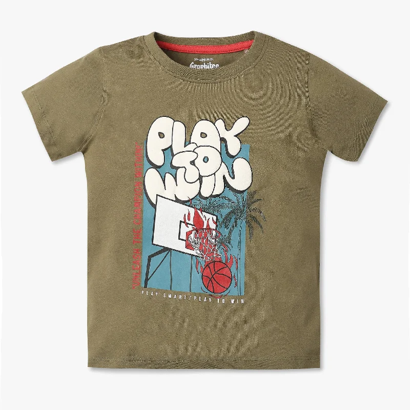 Men's Shirts with Cowl NecksBoys Graphic Crew Neck Half Sleeve T-Shirt
