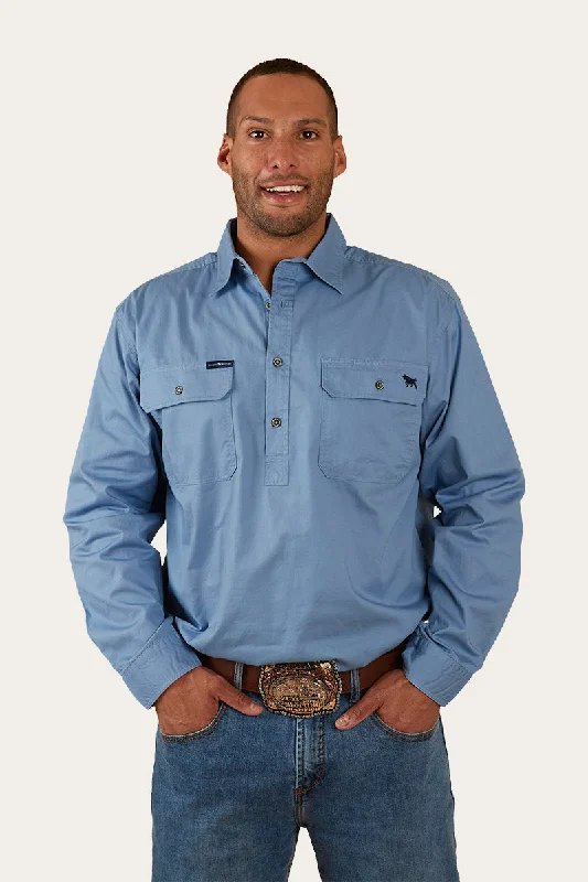 Men's Big and Tall Shirts for Added ComfortKing River Half Button Work Shirt - Denim Blue