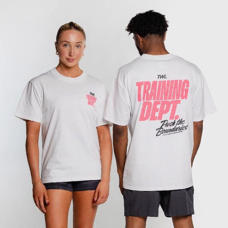 Men's Shirts for BoatingTWL - LIFESTYLE OVERSIZED T-SHIRT - TRAINING DEPARTMENT - FADED WHITE/NEON PINK