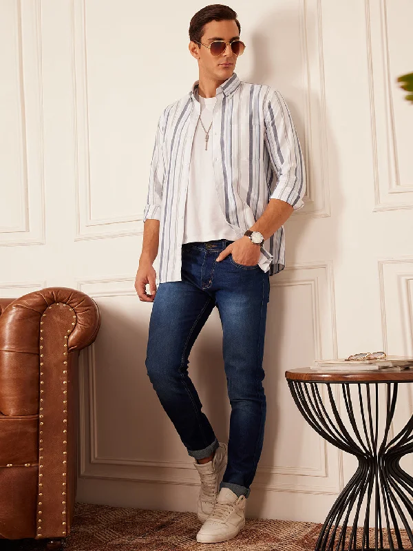 Men's Wrinkle-Free Shirts for Easy CareDENNISON Smart Striped Button-Down Collar Casual Shirt